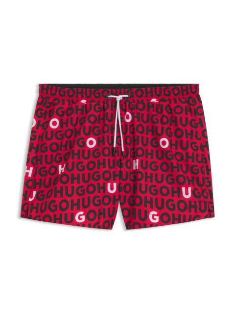 HUGO LOGO-PRINT SWIM SHORTS WITH DRAWCORD