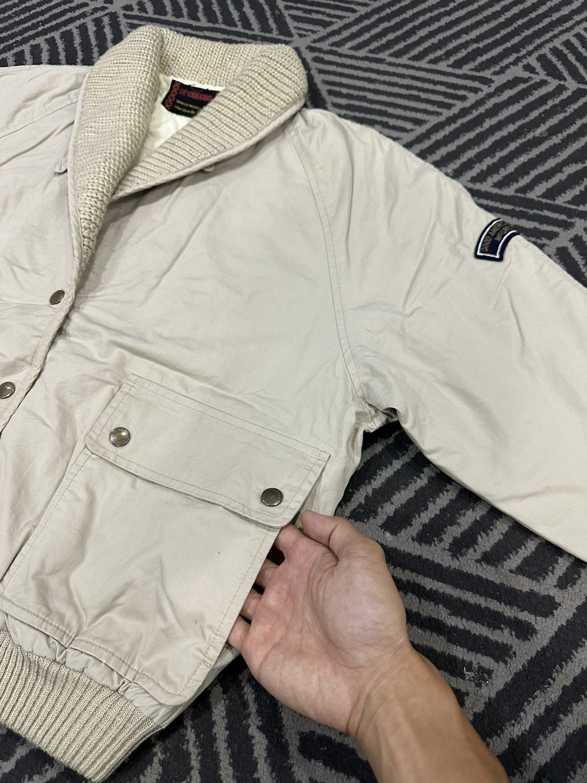 【80s】McGREGOR BlackWool Raglan Half Coat Mcgregor Men L Old 80S Stadium Jumper Wool Raglan Jacket Zip