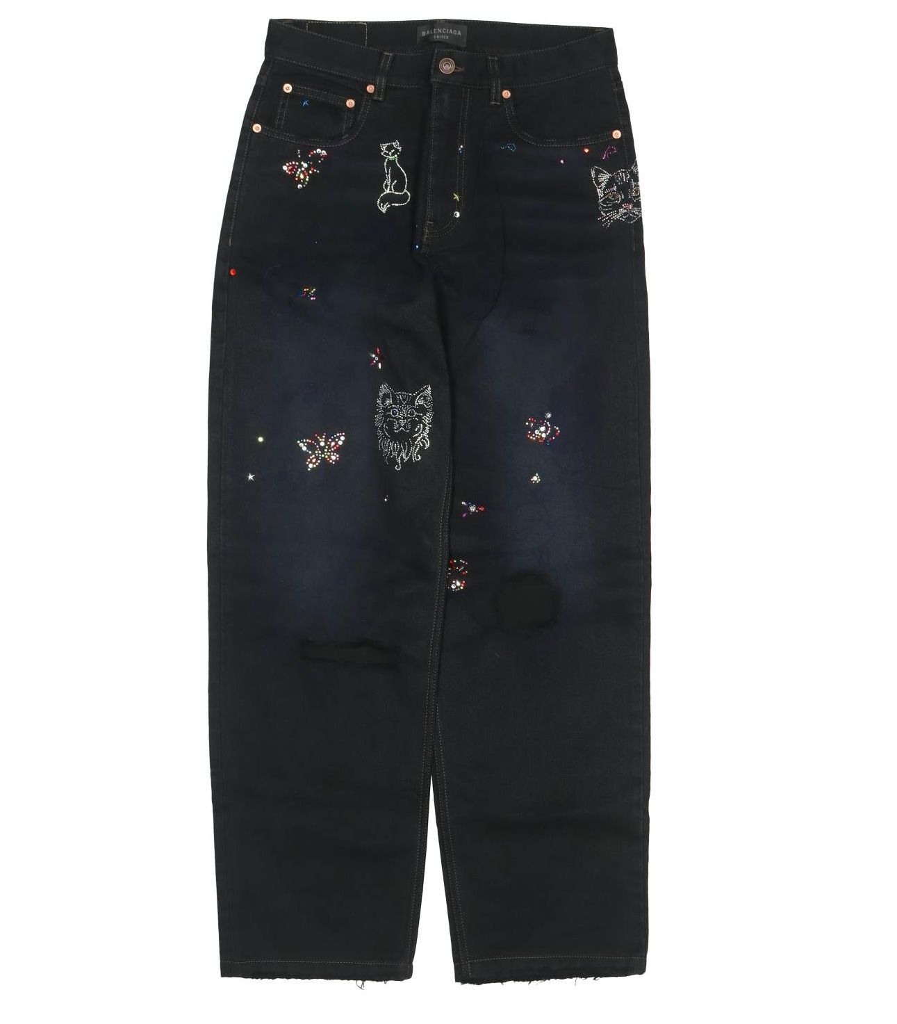 BALENCIAGA Balenciaga Rhinestone Scribble Straight Jeans XS ubvintage REVERSIBLE