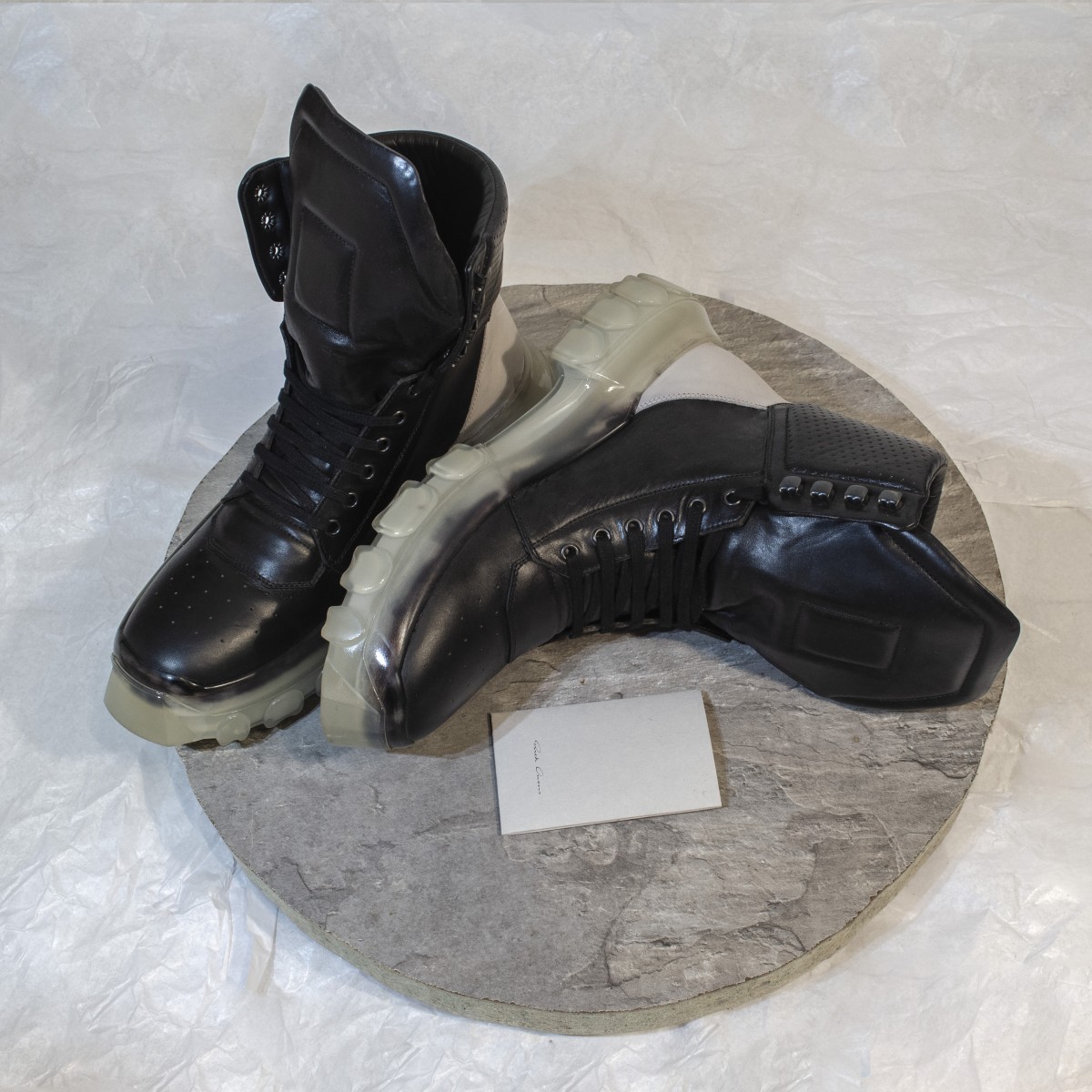 rick owens black clear sole tractor dunk boots