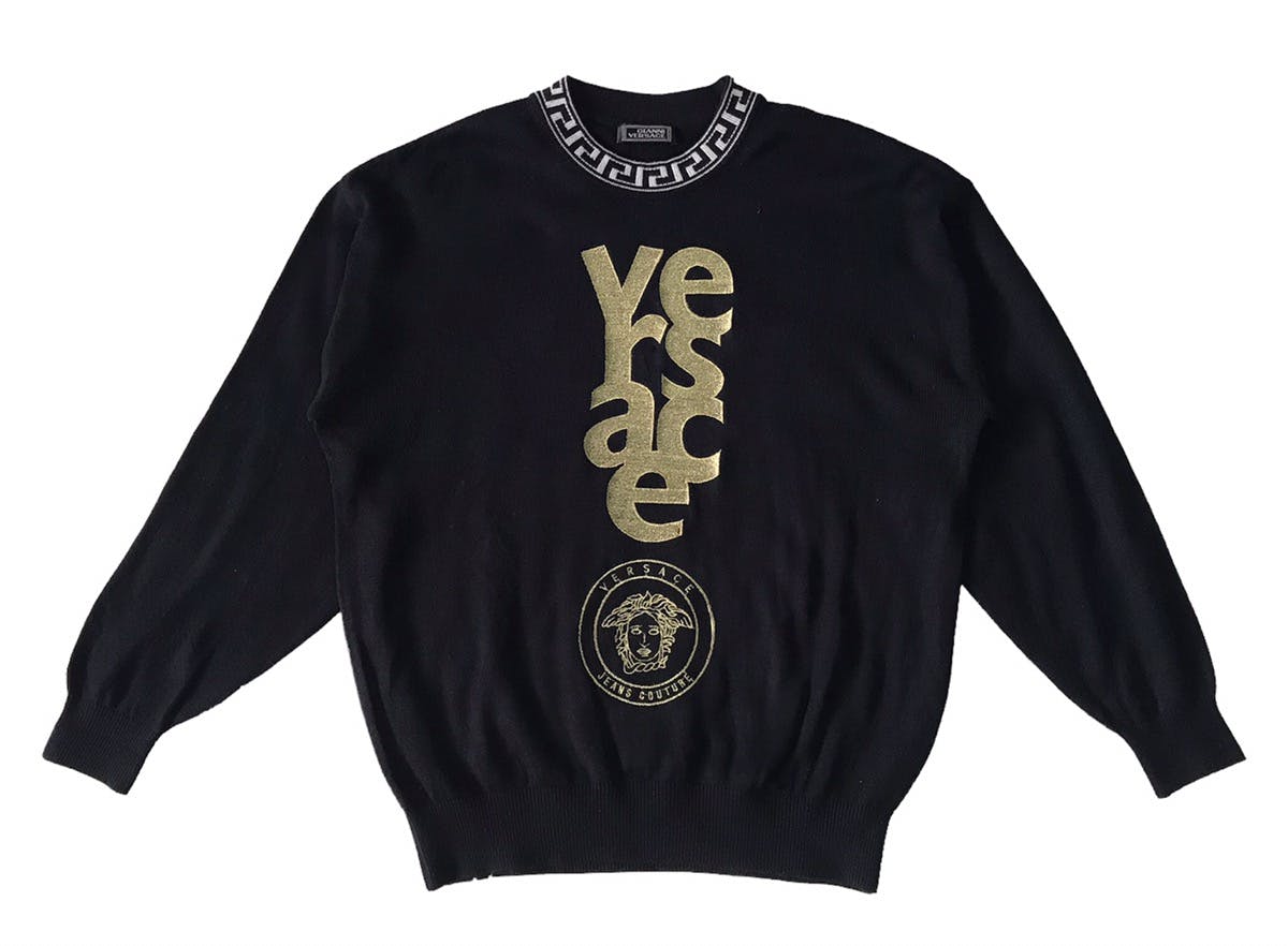 VERSACE Vtg Gianni Versace Big Logo Knit/Sweatshirt Jumper