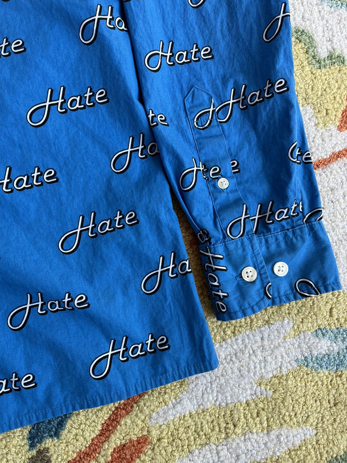 Supreme Supreme Hate Button Up L/S Shirt FW13 Blue | kchype