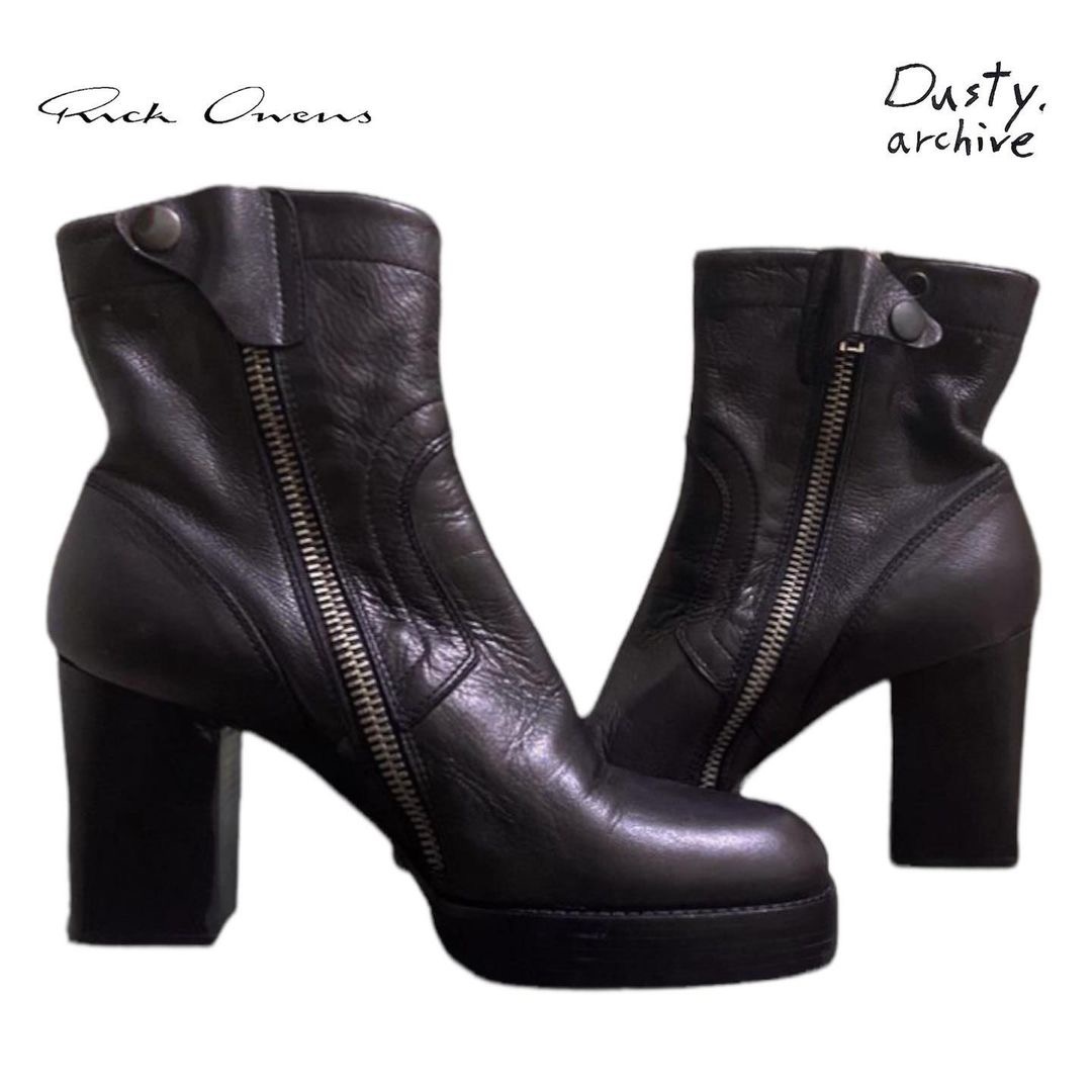 靴 Rick Owens archive suede heel boots Rick Owens black suede ankle boots with wedge heel and