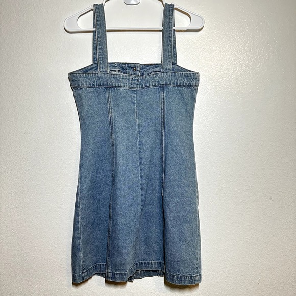 Other Designers UO BDG Denim Dress Carpenter 100% Cotton Tank Button Front  Chest Pockets Blue S | pdalla | REVERSIBLE