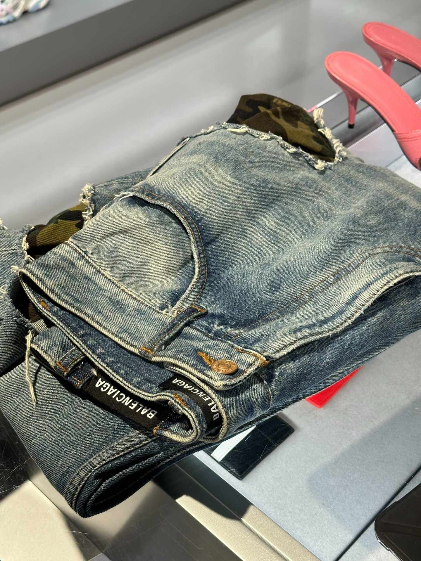 BALENCIAGA::デニム:S[RESALE] NWT* RARE BALENCIAGA FW21 SLASHED HYBRID JEANS/TRACK PANTS
