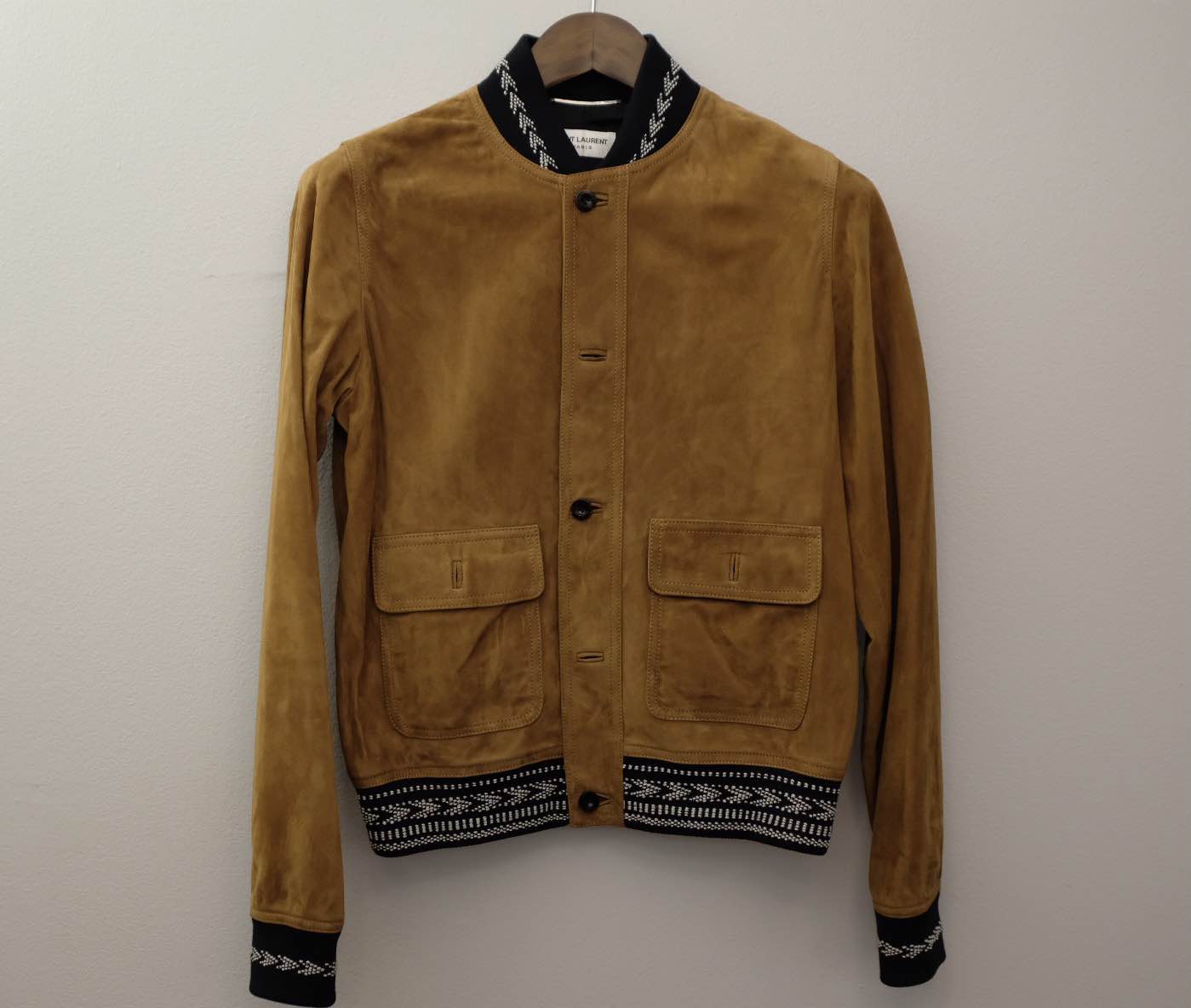 SAINT LAURENT SAINT LAURENT SLP SS18 Whisky Suede IKAT Bomber Sz 46 notnew01 REVERSIBLE