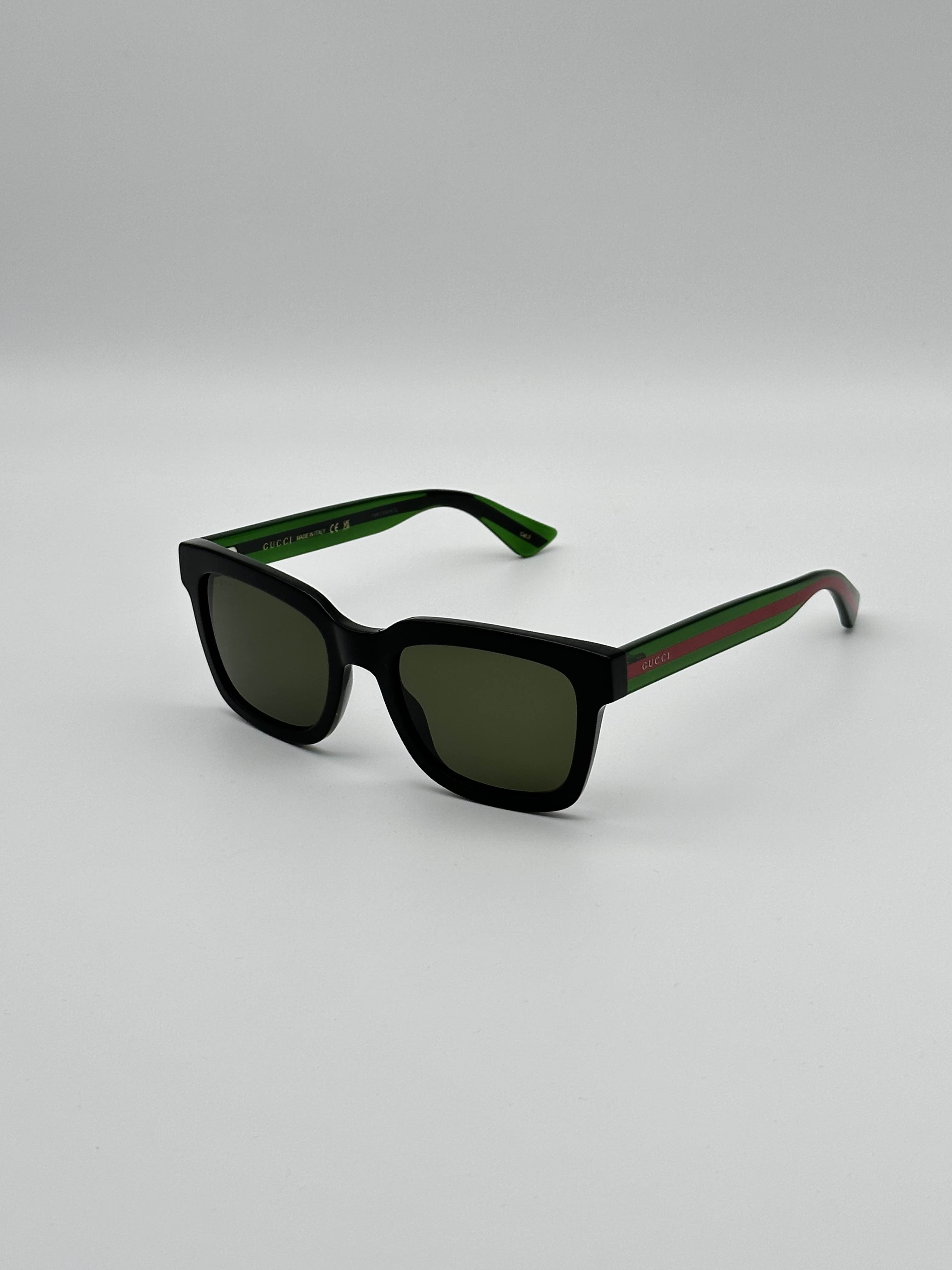 Gucci GG0001SN 001 Sunglasses Black Square Frame, Grey Lenses display picture 1