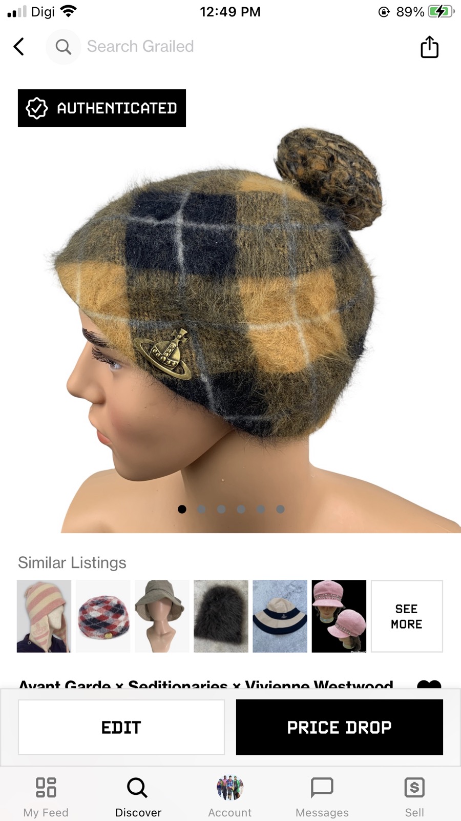 Vivienne Westwood Beret hat orb check pattern S-M Size NEW