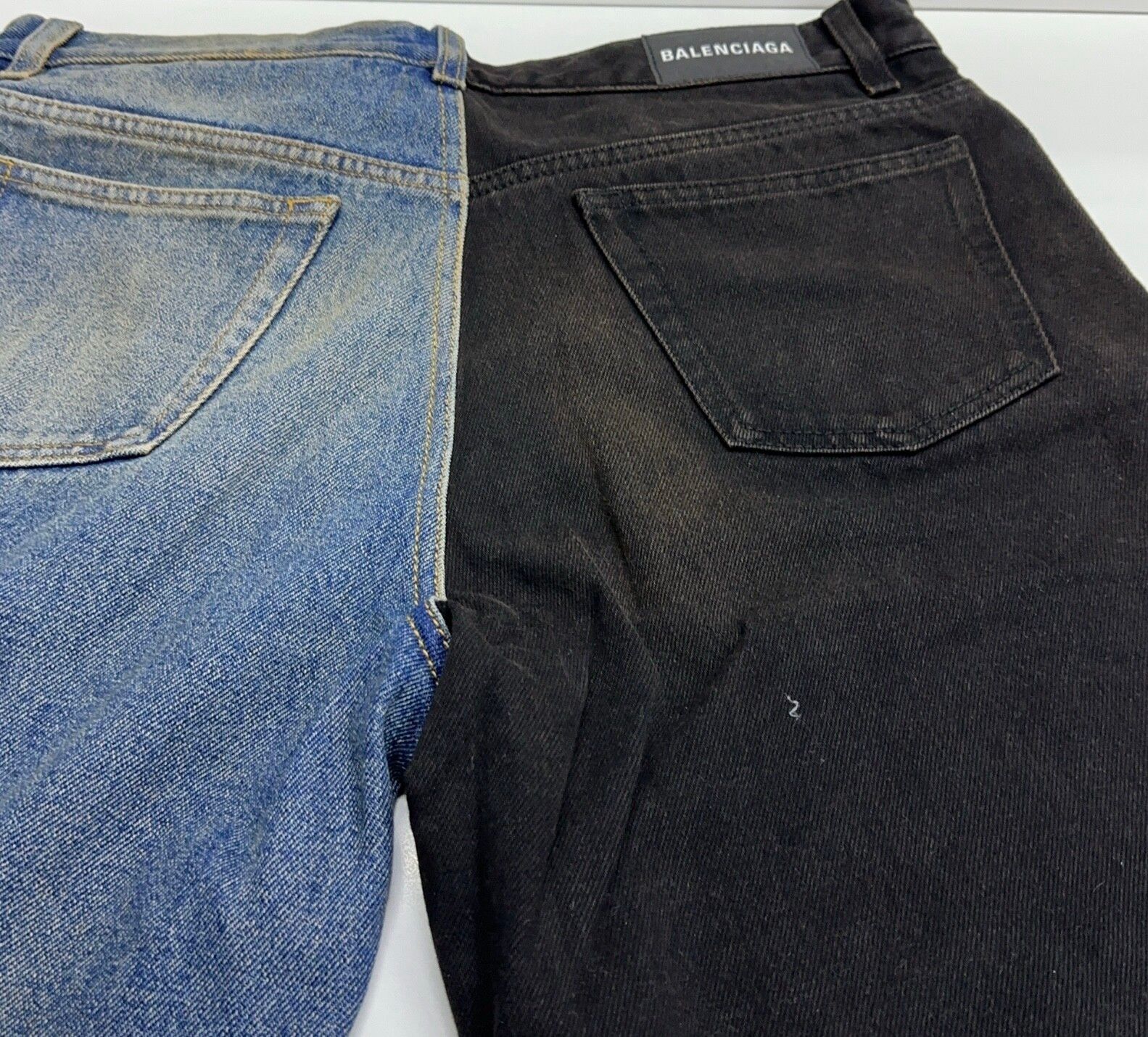 BALENCIAGA Balenciaga 2 tone split jeans denim blue & black