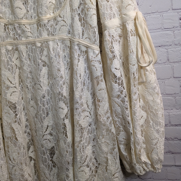Other Designers NWT Free People Ruby Ivory Lace Dress Balloon Sleeve  Women's Medium 8/10 | second_helpings | REVERSIBLE