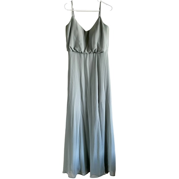 Other Designers Birdy Grey Gwennie Chiffon Dress Bridesmaid V Neck Blouson  Sage Green Medium | pdalla | REVERSIBLE