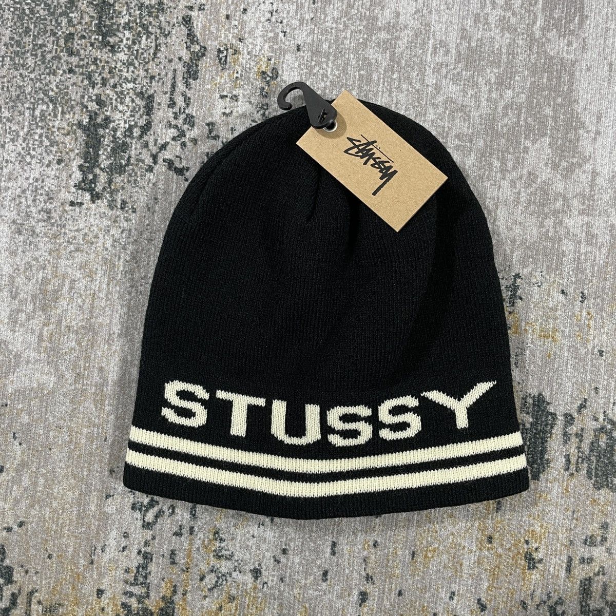 Stüssy STUSSY BEANIE STRIPE PATTERN SKULLCAP BLACK hlnstuff