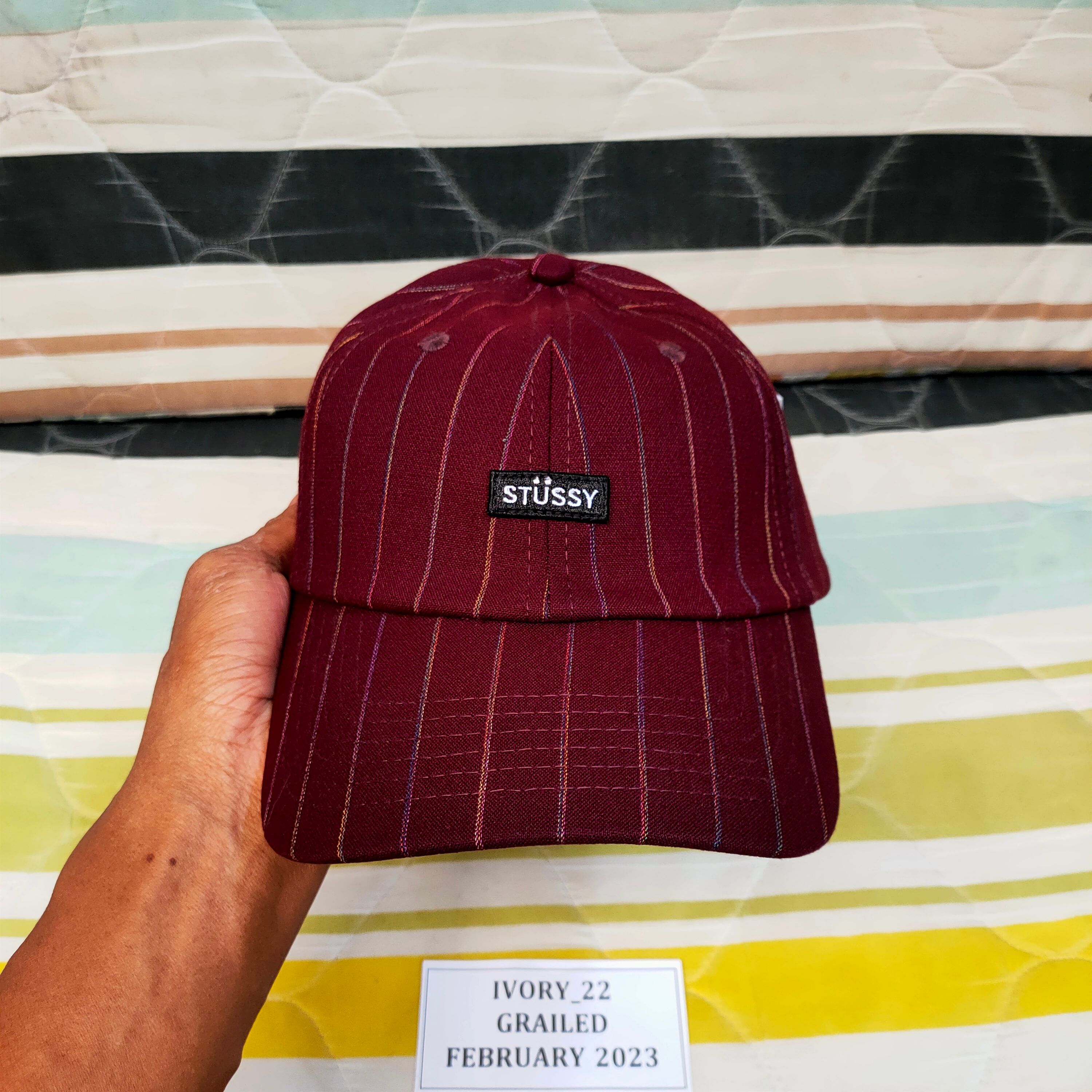 Other Designers Vintage - Stussy PINSTRIPE CAP | ivory22 | REVERSIBLE