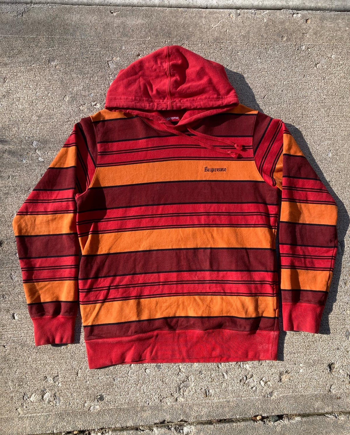 Supreme Supreme Striped Hooded Crewneck SS17 Orange | kchype 