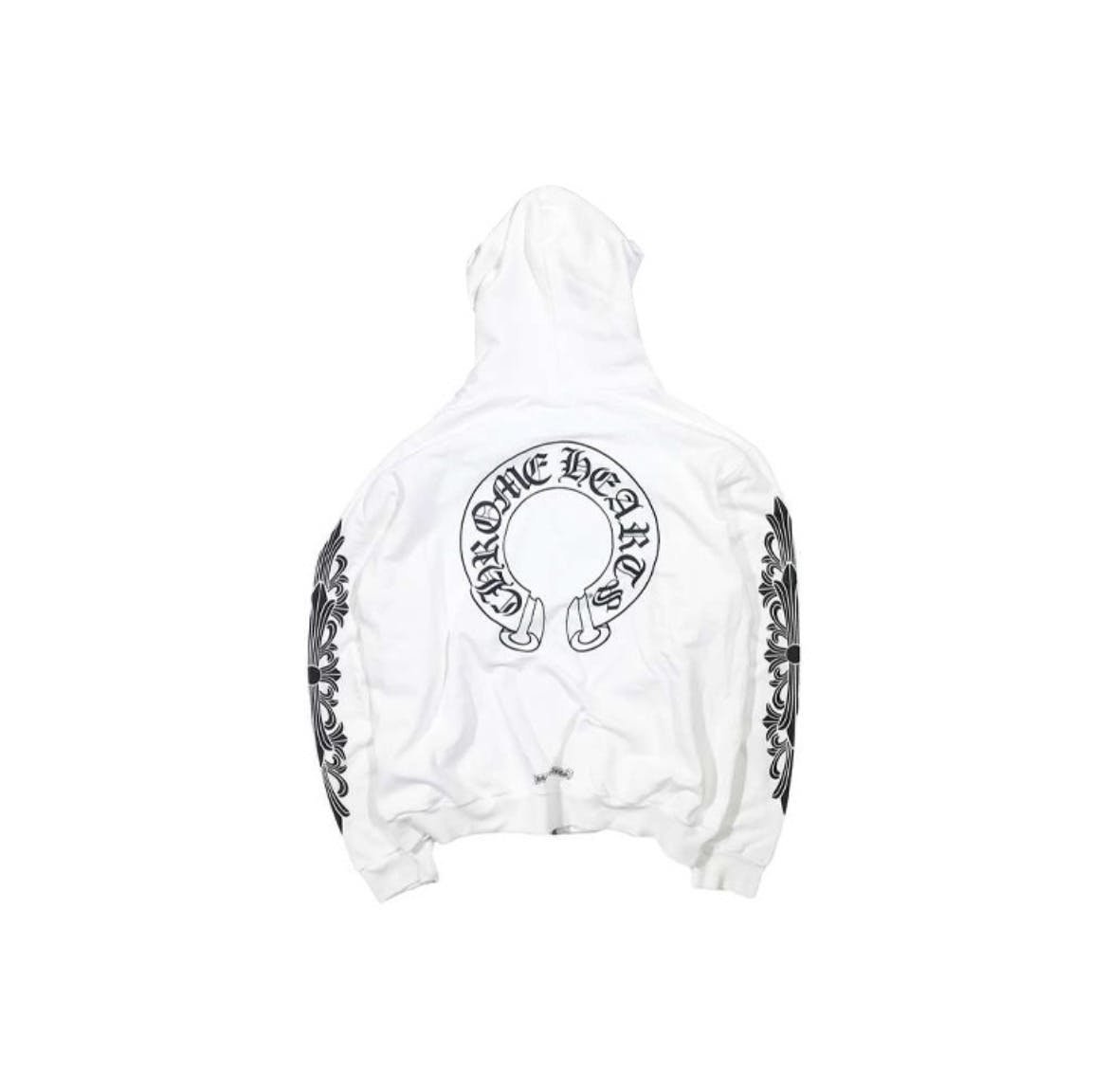 【入手困難】Chrome Hearts Horseshoe Floral Hoodie White Floral Cross Horseshoe Chrome Heart White Hoodie - HJacket