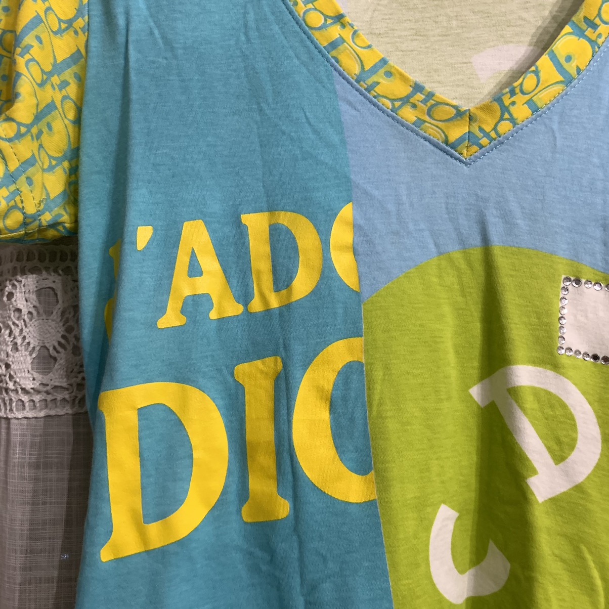 Christian　Dior　スワロフスキーロゴTシャツ Dior CHRISTIAN DIOR SS05 Trotter Print Swarovski T-Shirt