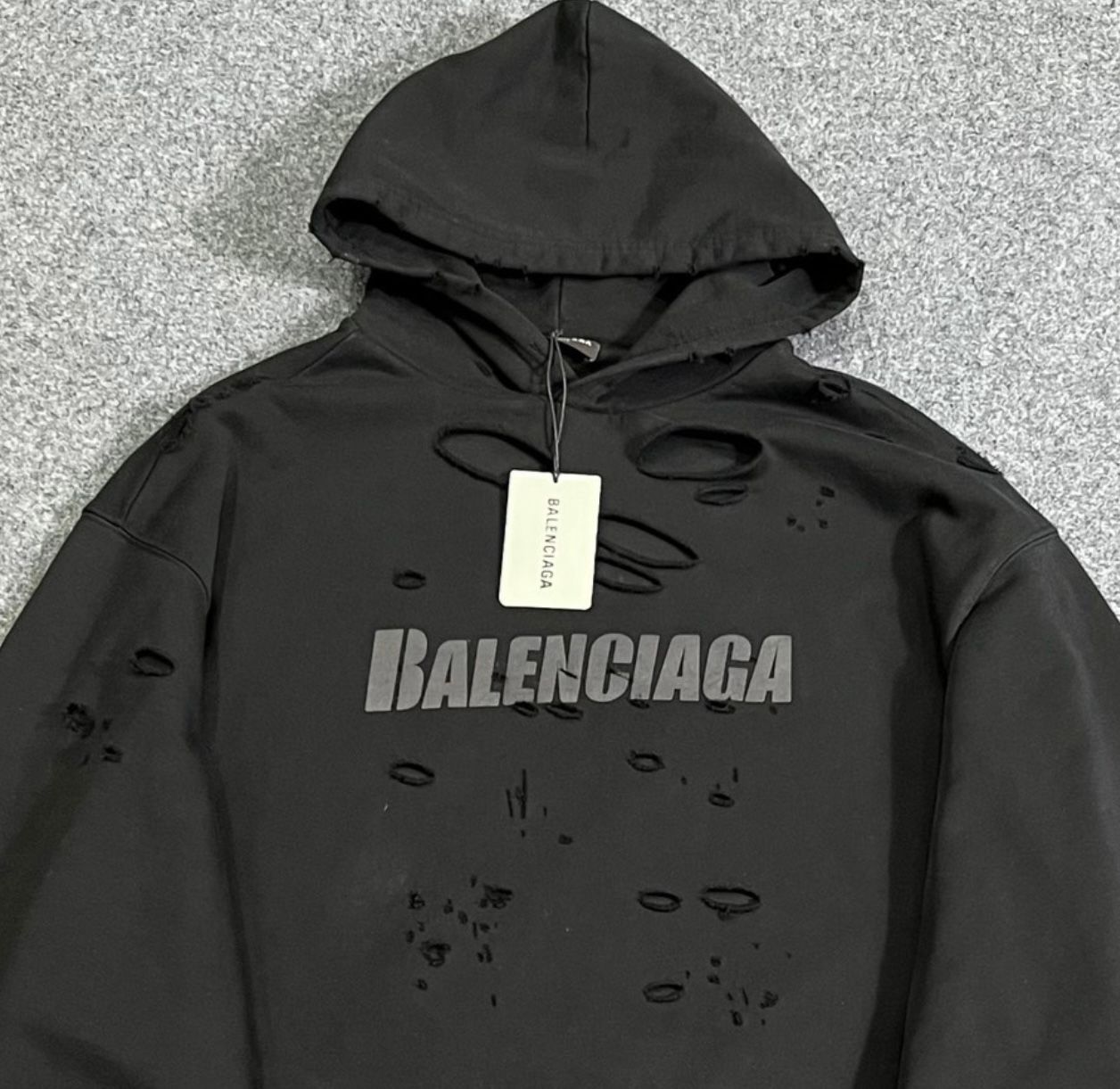 BALENCIAGA Balenciaga Caps Destroyed Oversize Fit Hoodie