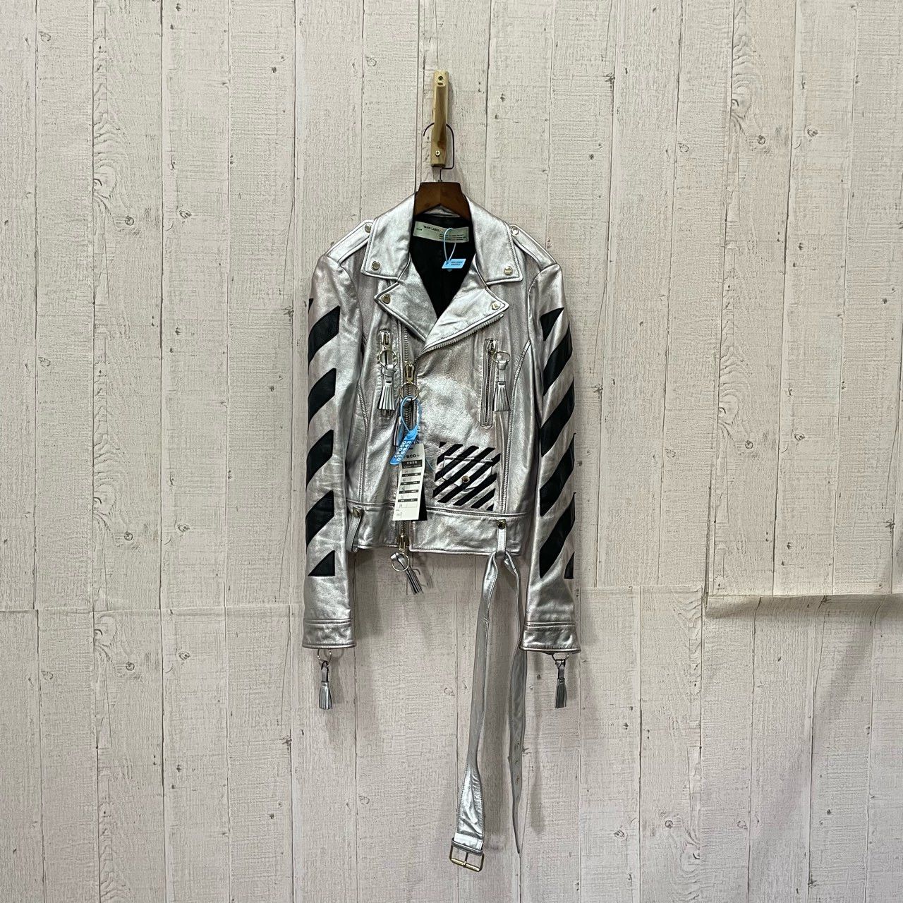 Off White Off white Silver Leather Jacket Lambskin ubvintage REVERSIBLE