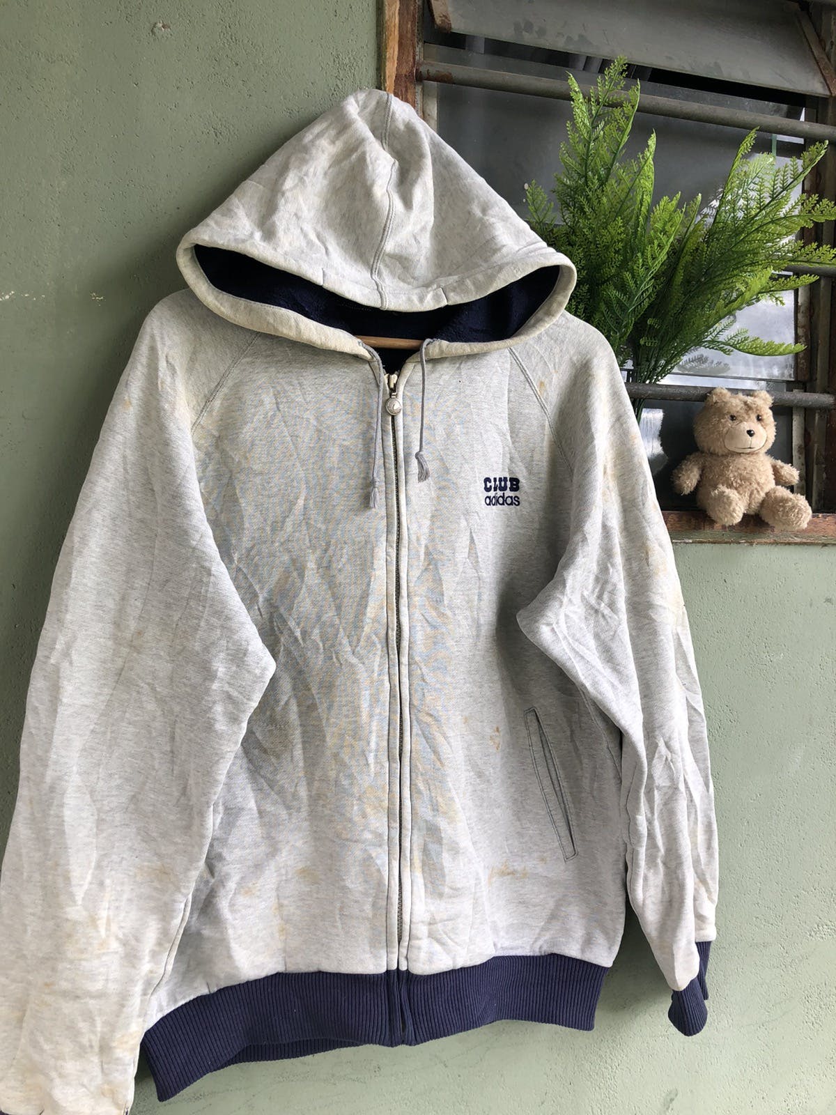 adidas 🔥Vintage Club Adidas Embroidery Logo Zipper Hoodie