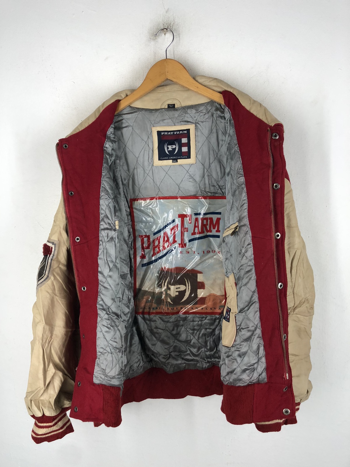 Other Designers Phat Farm RARE VINTAGE FHAT FARM WOOL VARSITY BOMBER JACKET hyperion amadei REVERSIBLE