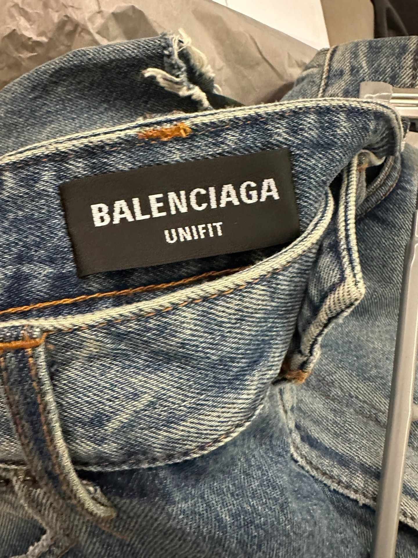 BALENCIAGA::デニム:S[RESALE] NWT* RARE BALENCIAGA FW21 SLASHED HYBRID JEANS/TRACK PANTS