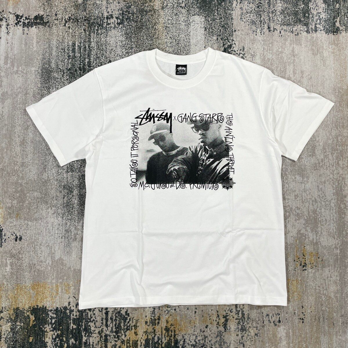 Stüssy Stussy Gang Starr Tee White “ TAKE IT PERSONAL “ | hlnstuff |  REVERSIBLE