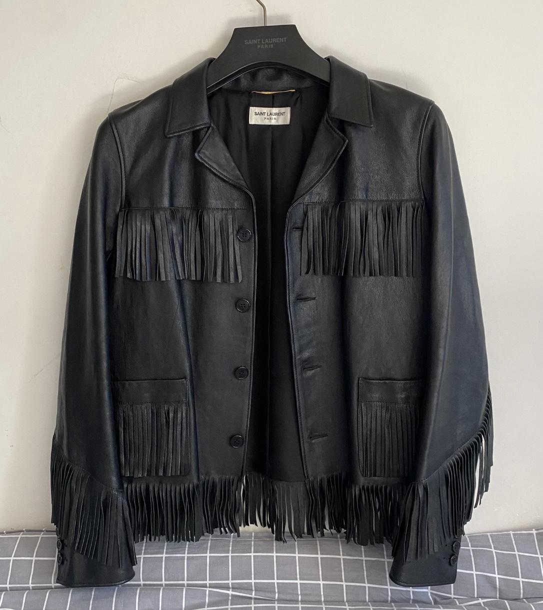 SAINT LAURENT Saint Laurent First Year Black Fringe Leather