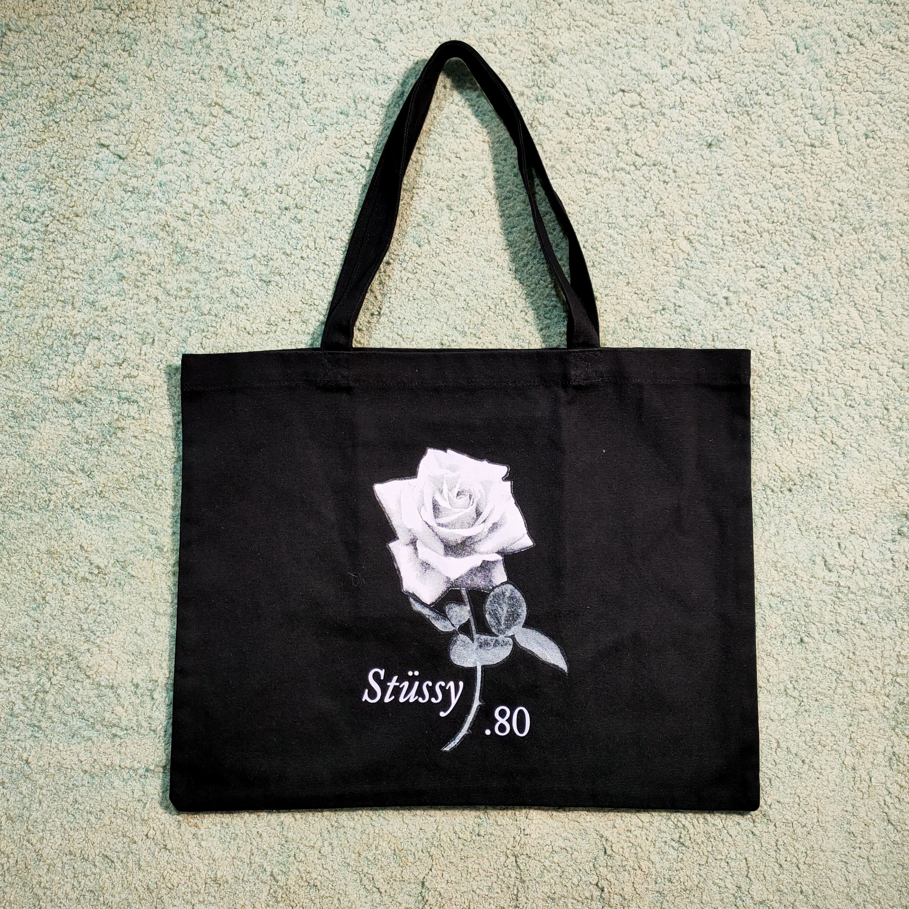 Stüssy Stussy WHITE ROSE Canvas TOTE BAG | ivory22 | REVERSIBLE