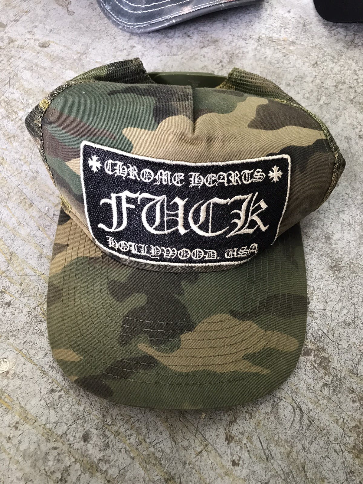 Chrome Hearts Vintage Chrome Hearts Trucker F*ck Camo Hat