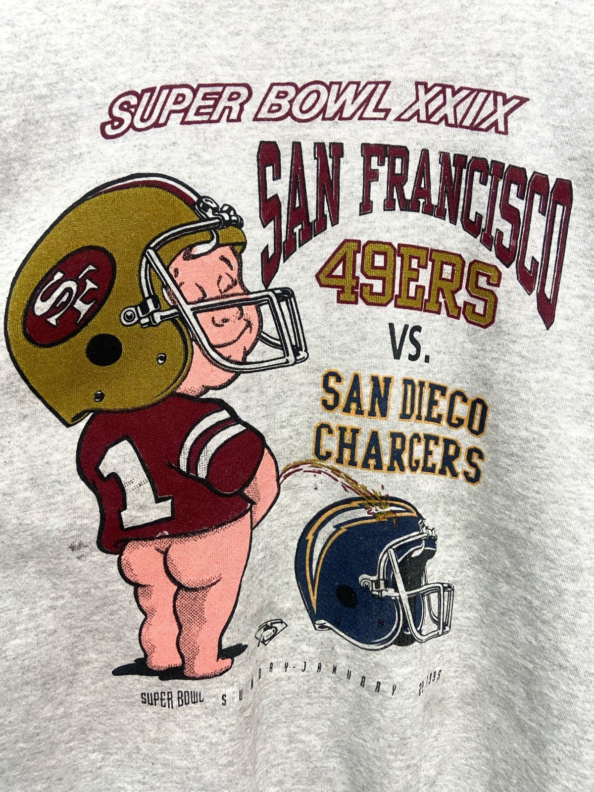 Vintage store San Francisco 49ers vs Chargers NFL 1995 Super Bowl Crewneck Sweatshirt