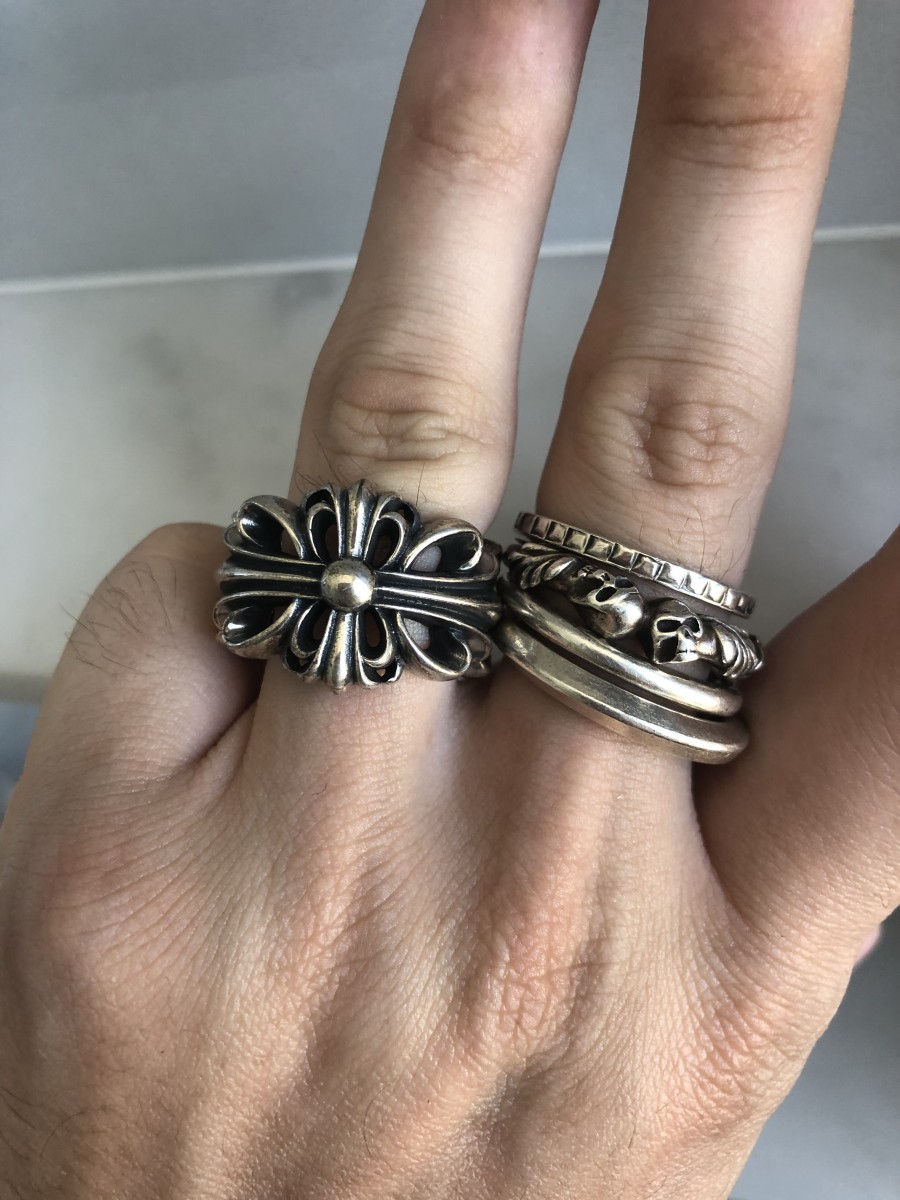 CHROME HEARTS DOUBLE FLORAL CROSS RING