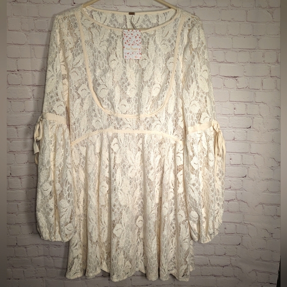 chinese dress ladies Free People in Dreamland Mini Women's Dress Ivory : 6