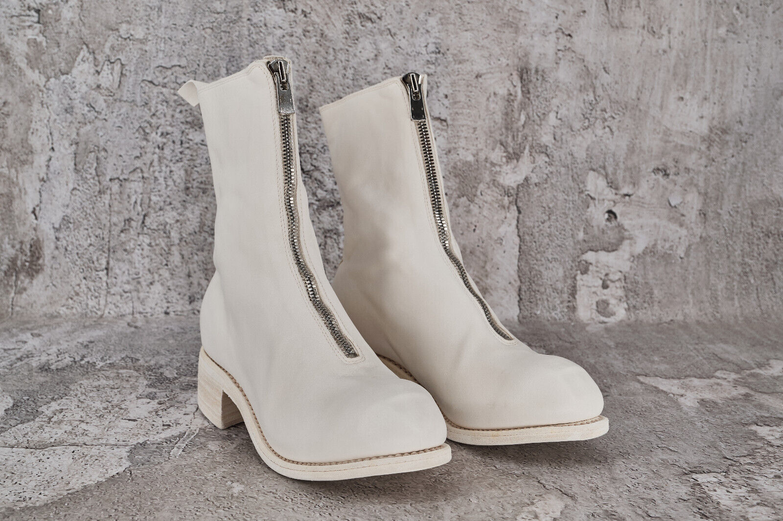 Guidi BNIB GUIDI SOFT HORSE FULL GRAIN PL2 FRONT ZIP WHITE LEATHER BOOTS 38 1530 hurricane08 REVERSIBLE