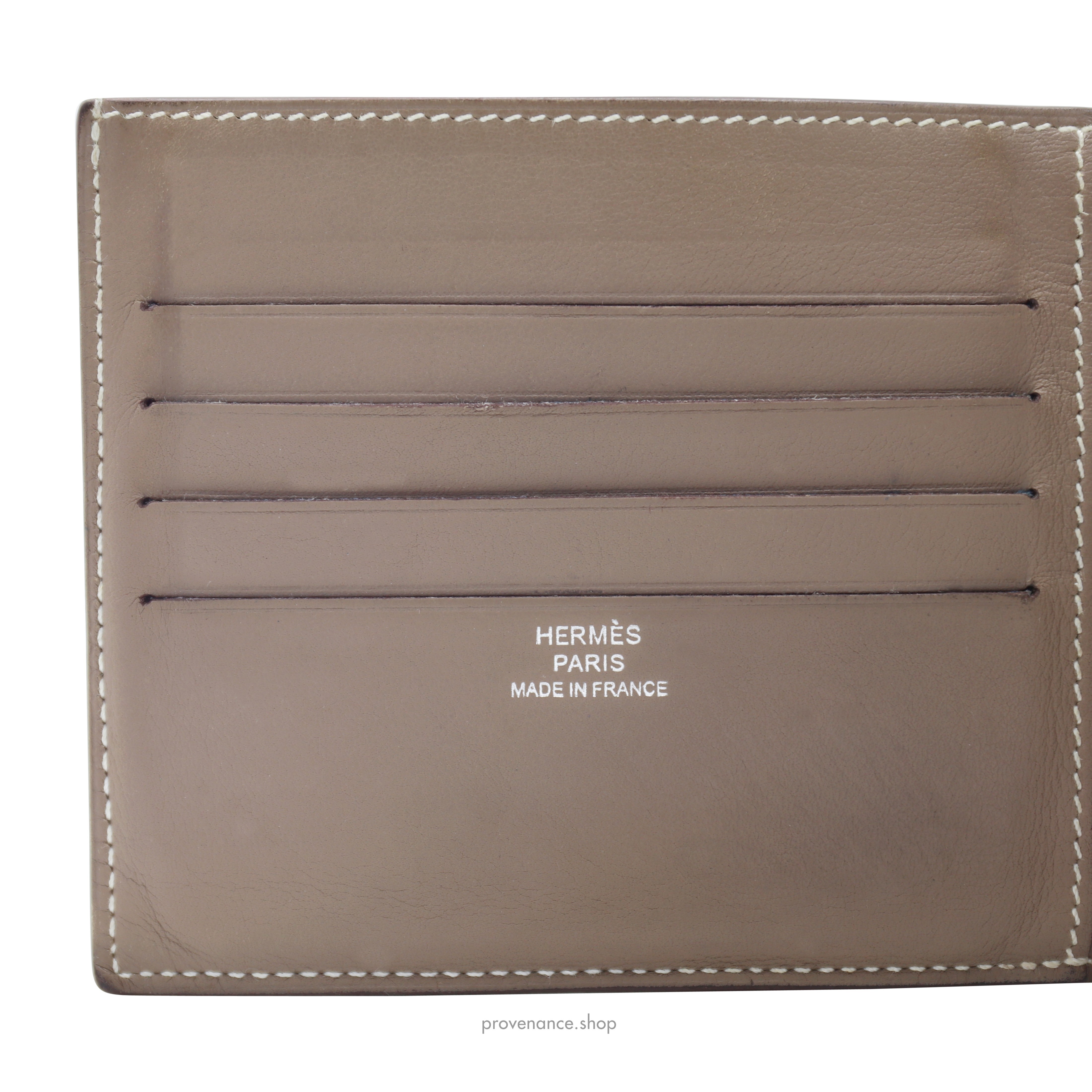 Portefeuille Compact Hermès Citizen Sergé Étoupe Tampon □R - Occasion Très Bon État