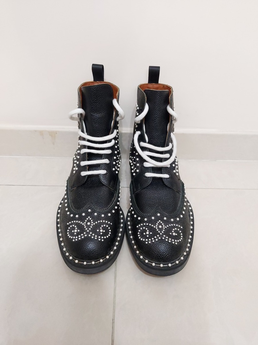 Givenchy SS15 Studded Pearl Commando Leather Combat Boots