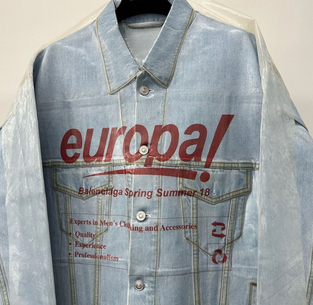 BALENCIAGA Balenciaga SS18 Europa Plastic Denim Jacket ubvintage REVERSIBLE