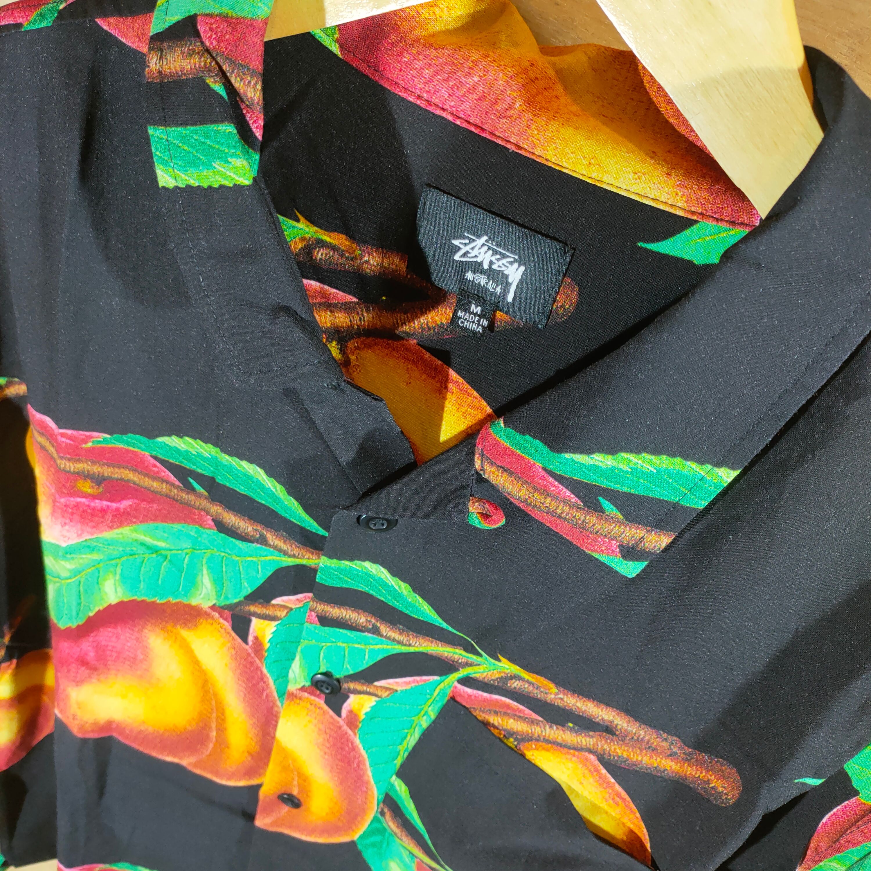 Stüssy Stussy Peach Pattern Shirt Rayon Black | ivory22 | REVERSIBLE