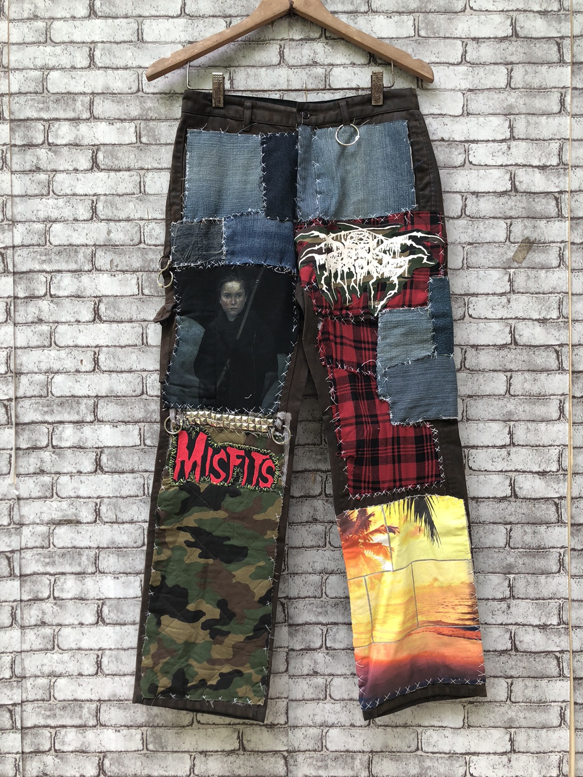 Hysteric Glamour Japanese Brand Comme Ca Ism punk patchwork jeans 