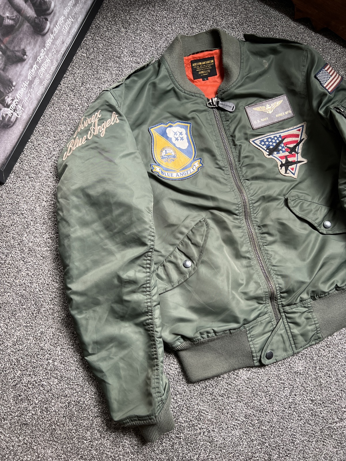 Other Designers Avirex - Vintage Avirex Blue Angels L-2B Flight Jacket |  hypevintageoutlet | REVERSIBLE