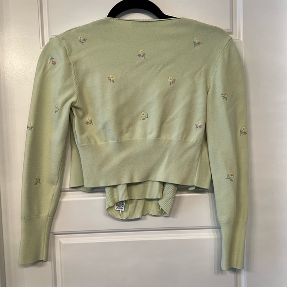 Other Designers ZARA Knit Floral Embroidery Cardigan Top