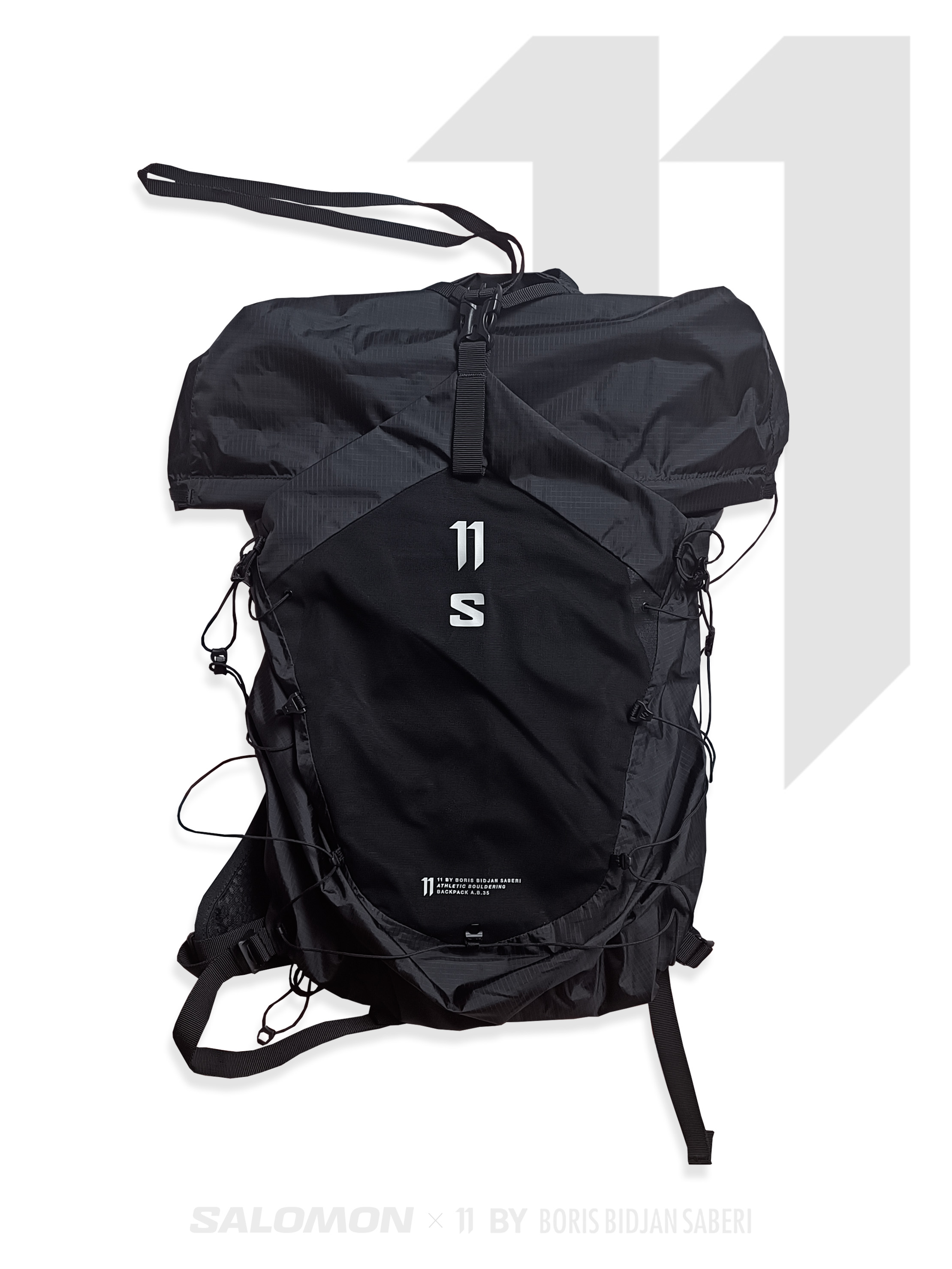 11 by Boris Bidjan Saberi Boris Bidjan Saberi x Salomon 11S BAGS A.B.1  Hiking Backpack 'Black' FW23 | deibido | REVERSIBLE