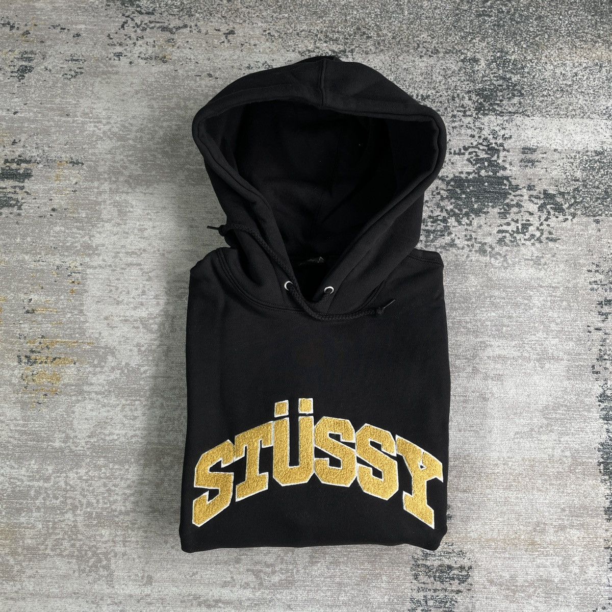 STÜSSY CHENILLE APCH APPLIQUE HOODED Ｍ Stussy Chenille Arch Applique Hoodie - Black | Flatspot