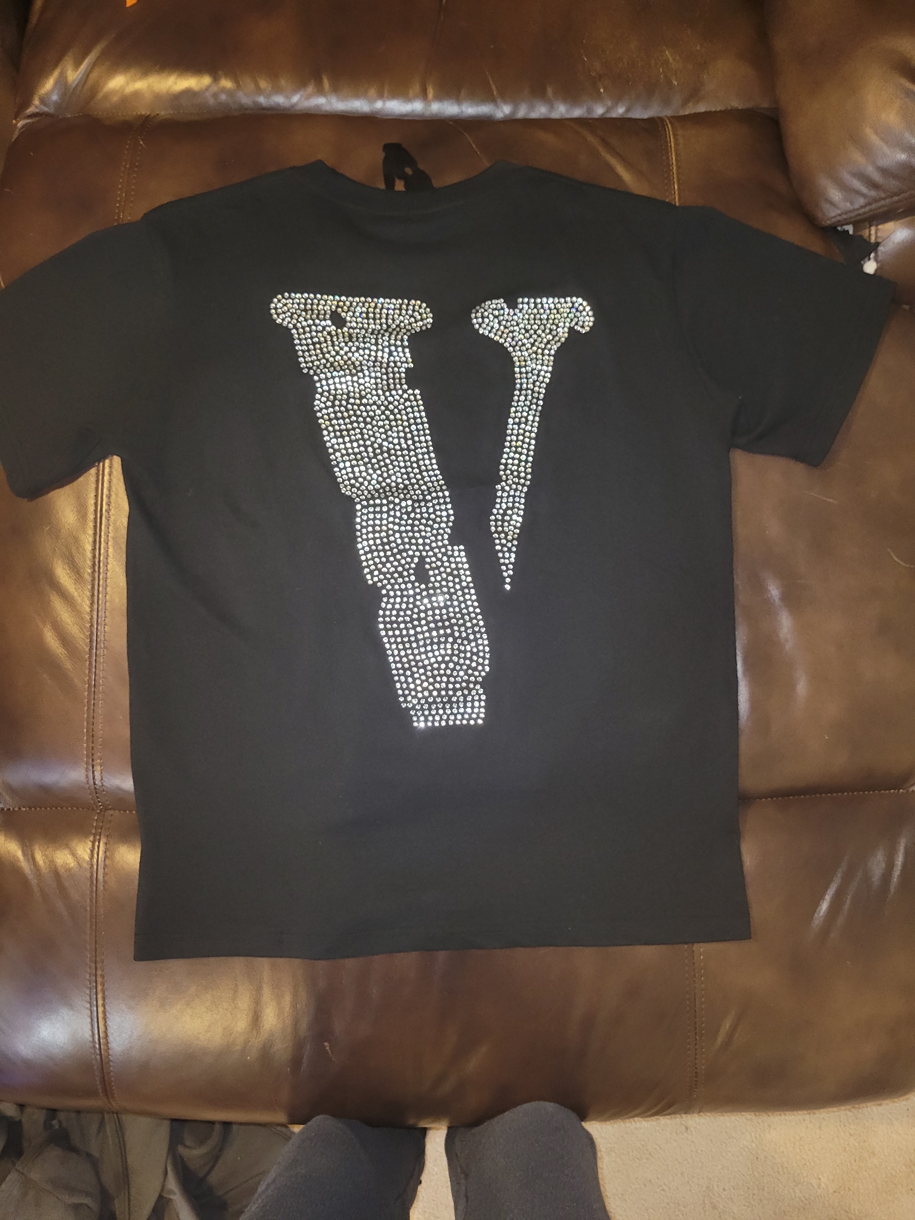 Rhinestone Vlone Shirt Mens Vlone Friends Rhinestone T Shirt Large