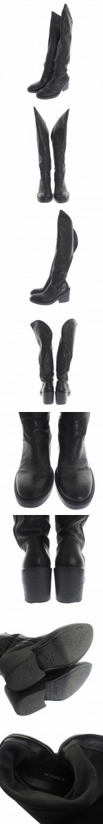 Ann Demeulemeester 42 SPIRAL ZIP THIGH HIGH HEELED BOOTS