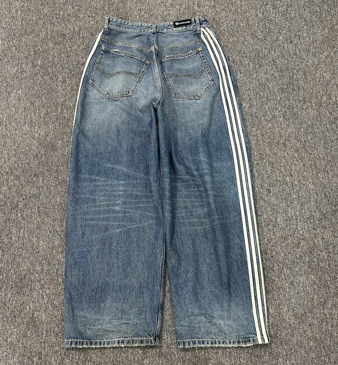 adidas Balenciaga x Adidas 3 Stripe Baggy Denim | ubvintage