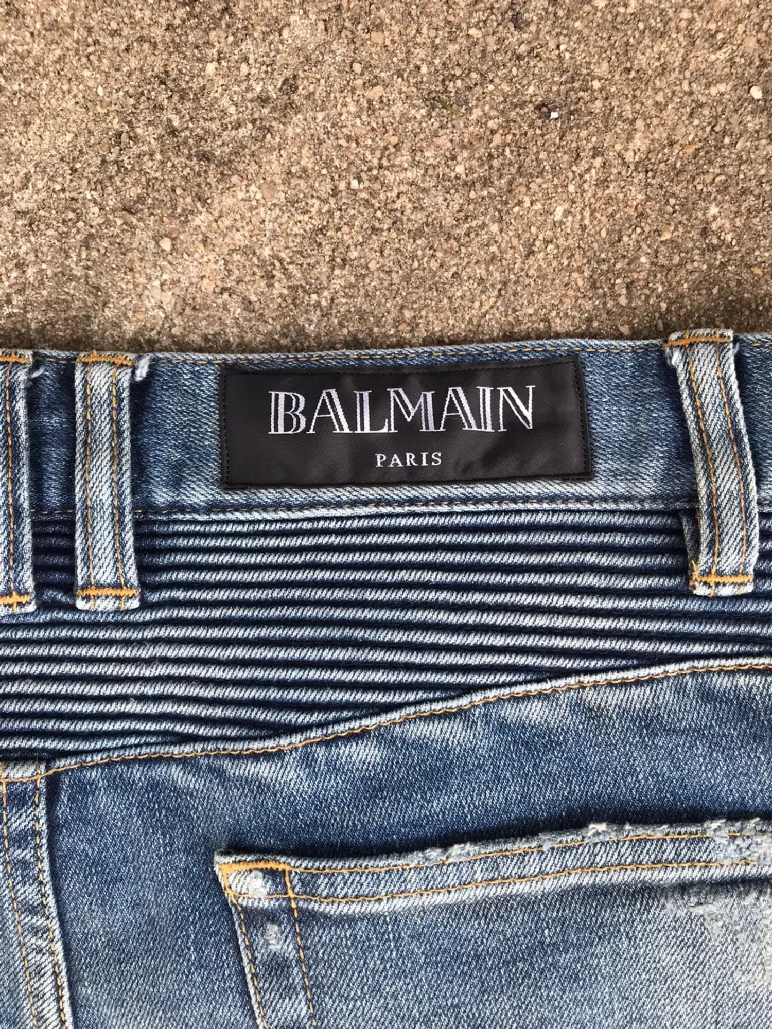 Balmain F/W 2016 BALMAIN BLUE WASH SKINNY BIKER JEANS 27 