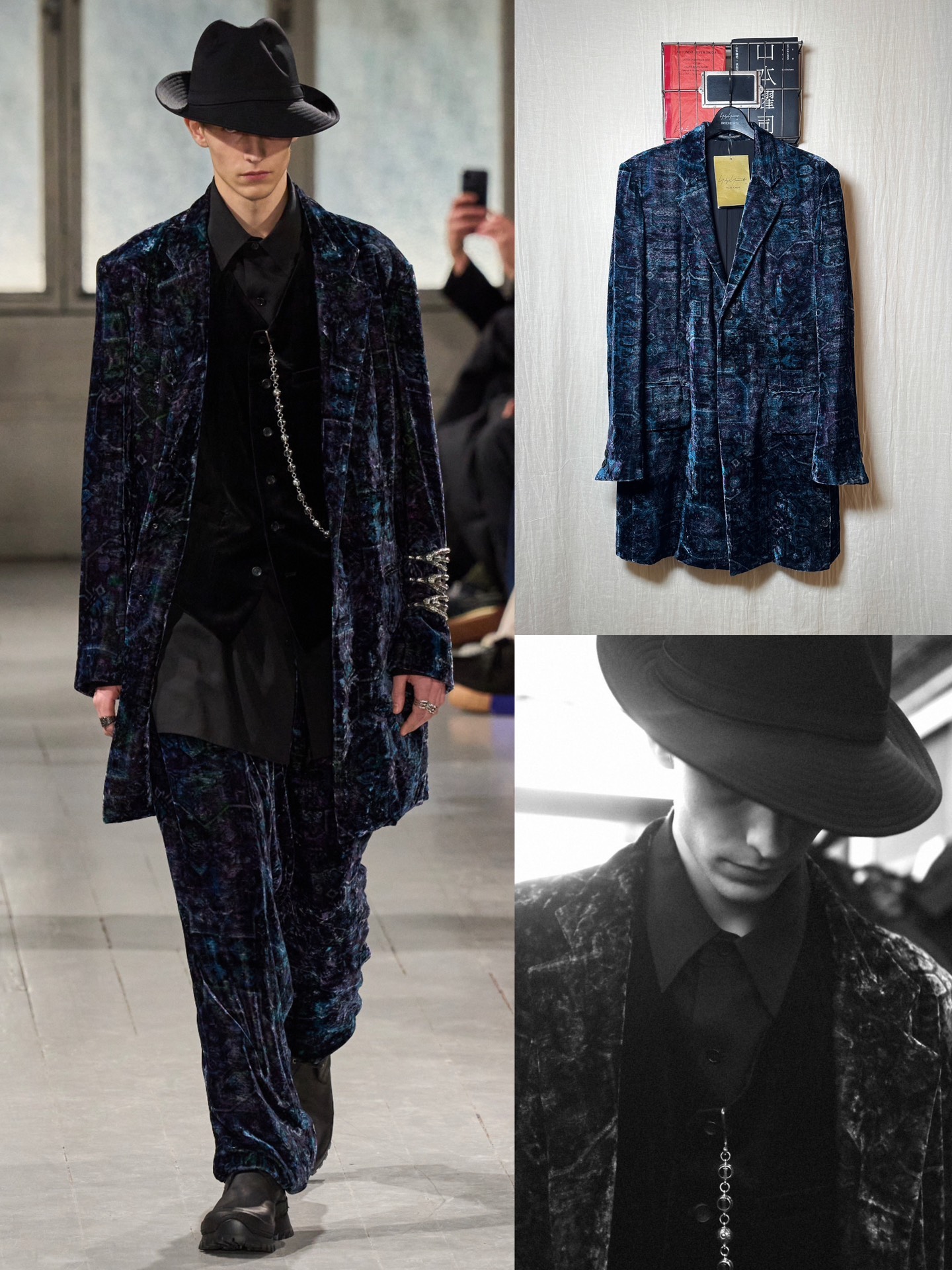 Yohji Yamamoto Yohji Yamamoto 23aw silk blue velvet jacket