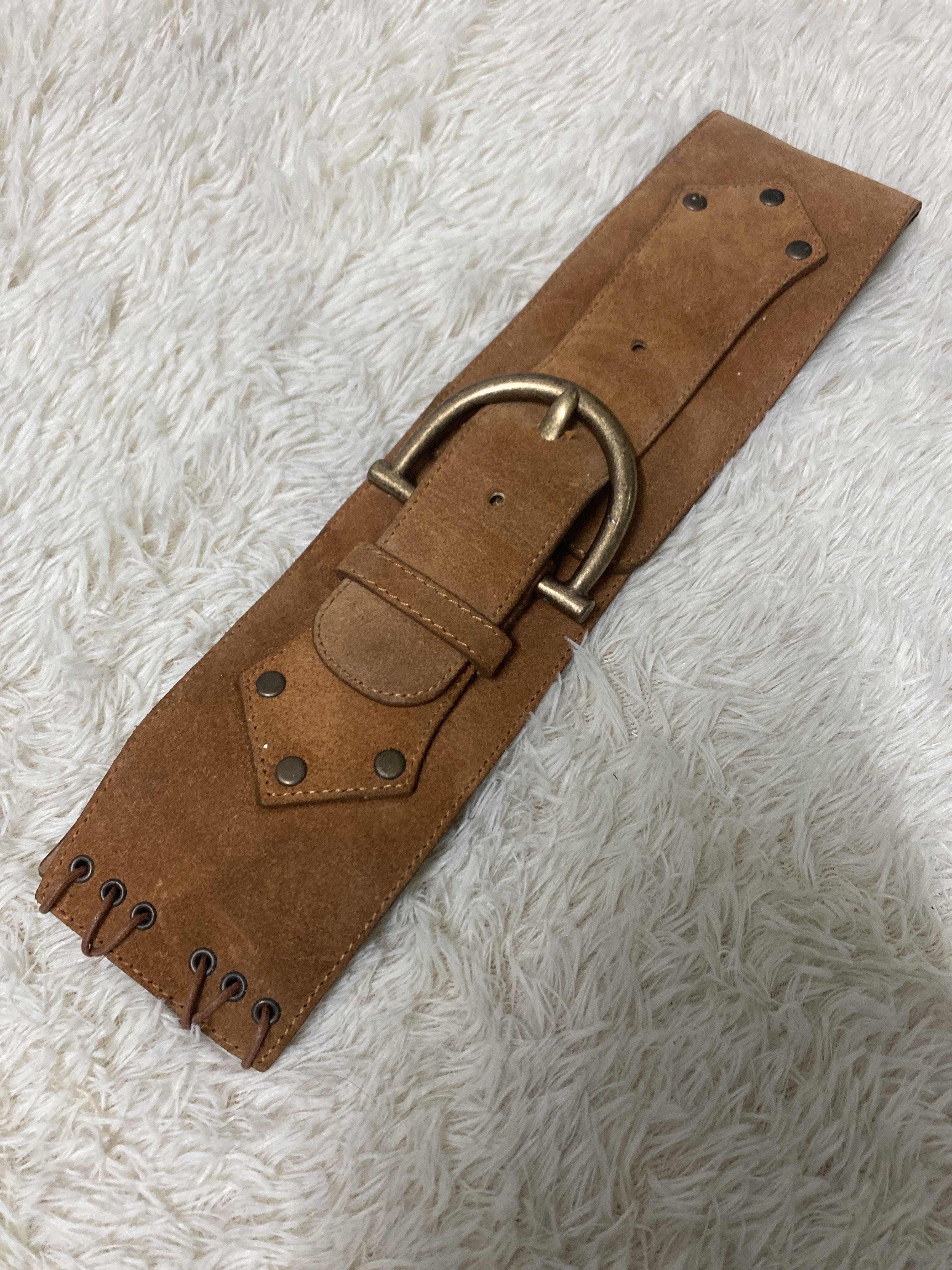 Other Designers Vintage Wide Brown Suede Leather Waist Belt  display picture 3