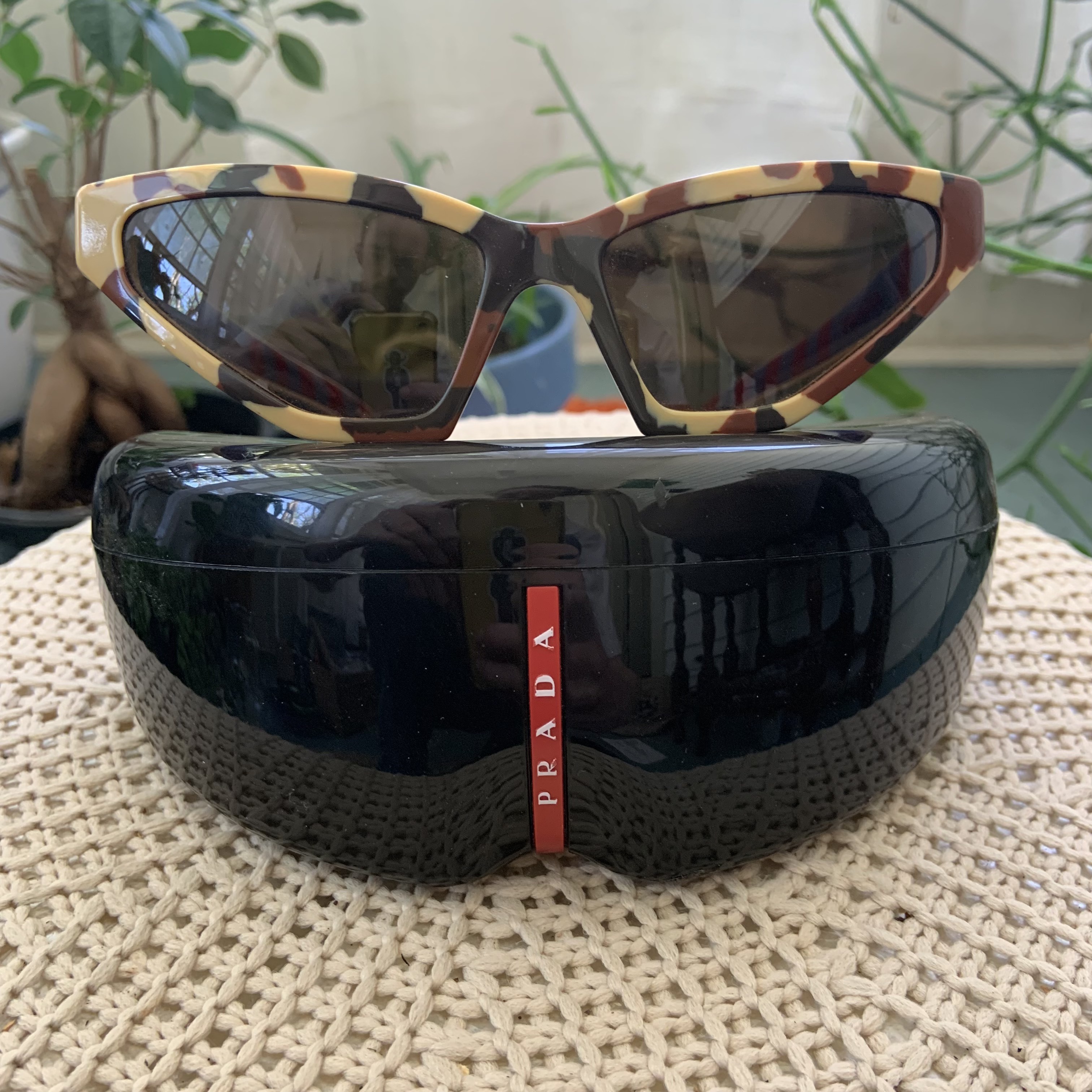 Prada Cheetah Print Tortoise Triangle Sunglasses walkerhuston REVERSIBLE