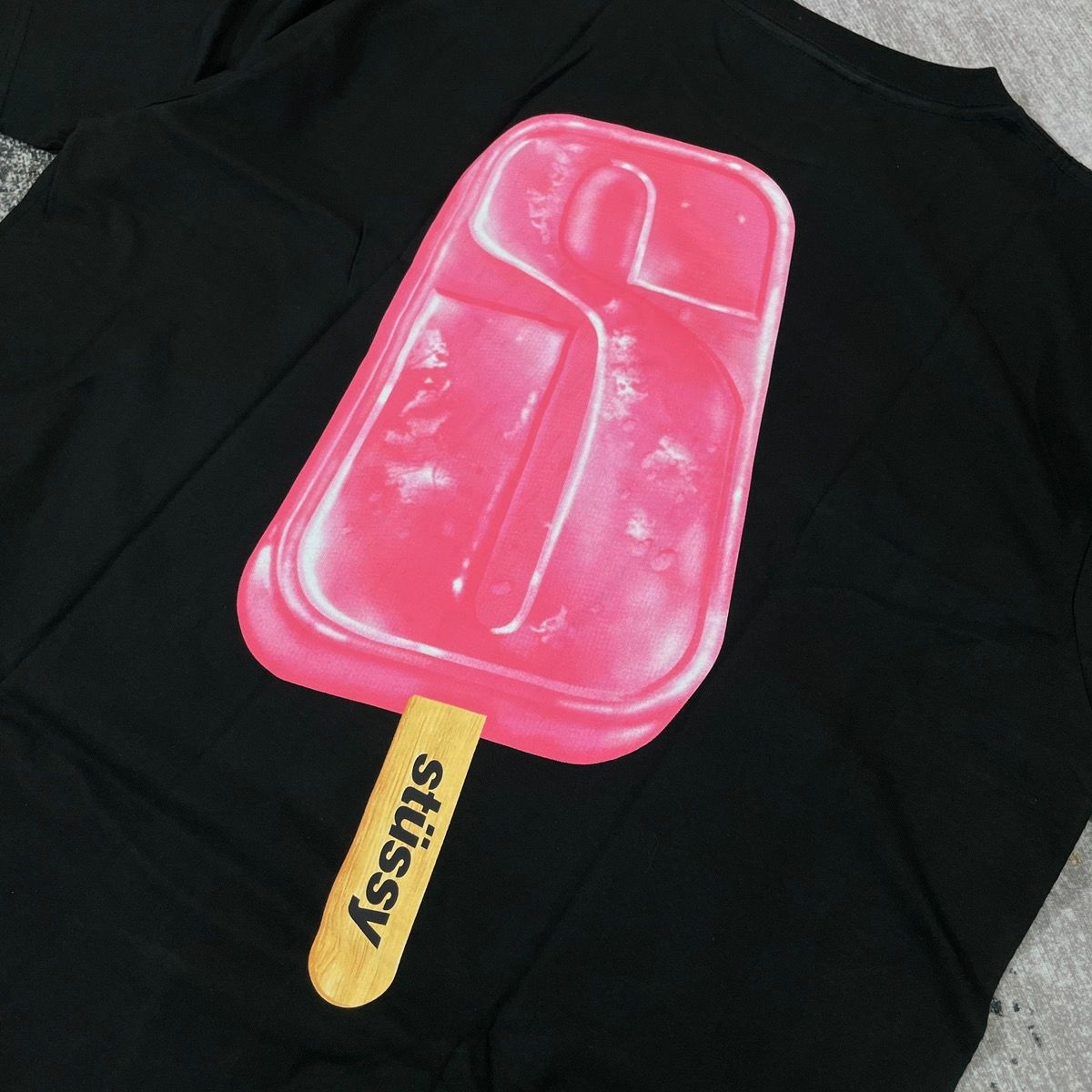 Stüssy STUSSY POPSICLE TEE BLACK // LARGE | hlnstuff | REVERSIBLE